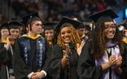 Students could not contain their excitement as they walk off the stage. 尼古拉斯·克拉克/ODU